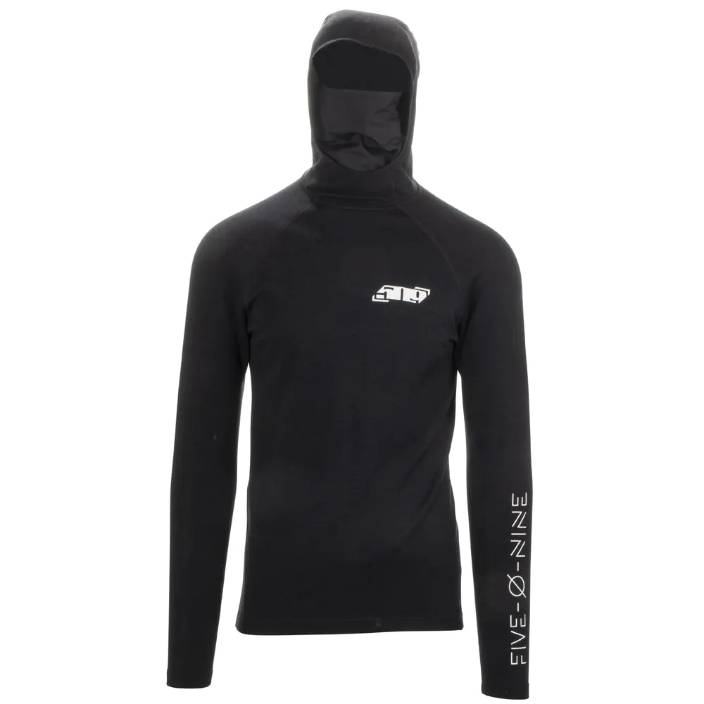 509  Black FZN Merino Hoodie Low-Profile Balaclava Hood Base Layer Level 2 Warmth Hoody