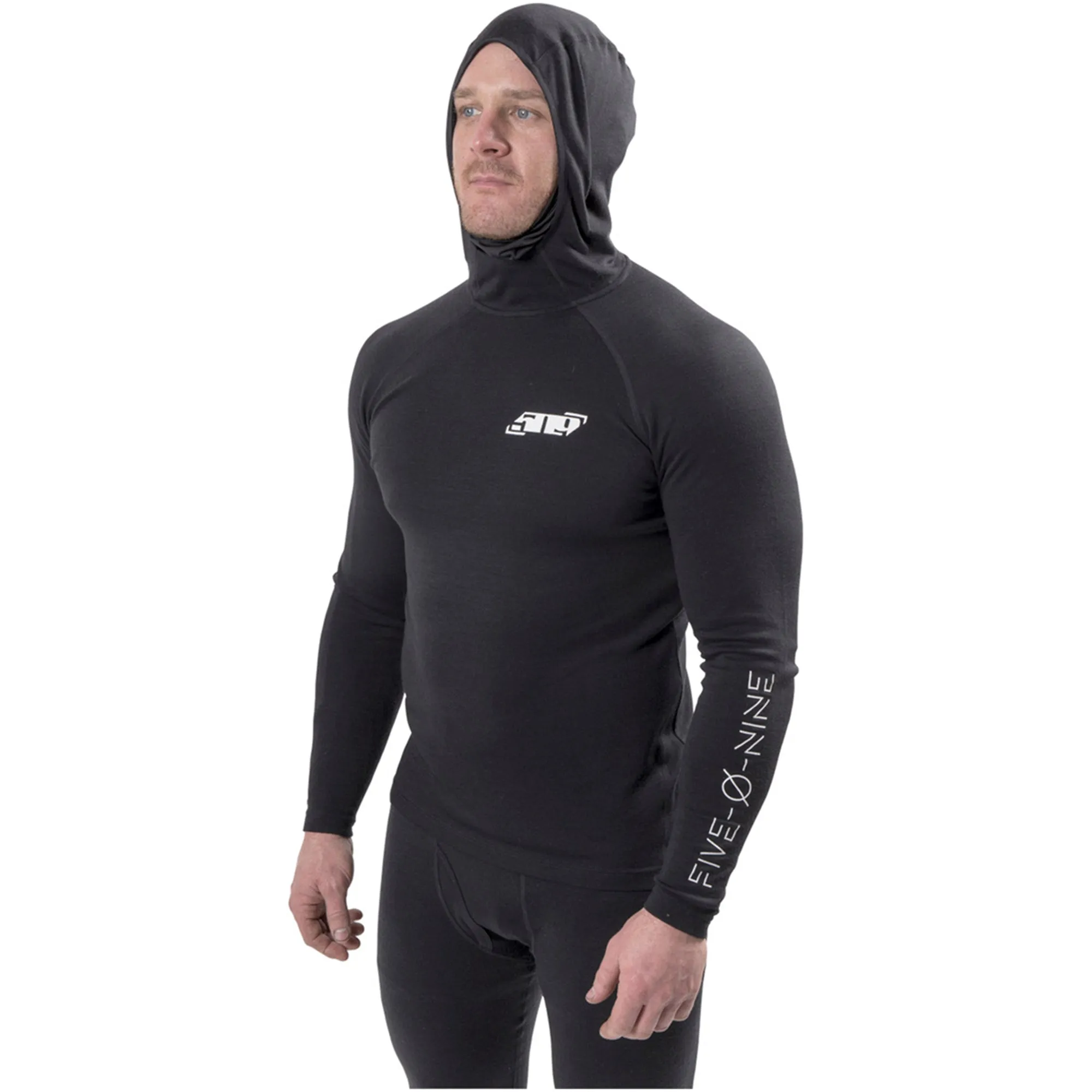 509  Black FZN Merino Hoodie Low-Profile Balaclava Hood Base Layer Level 2 Warmth Hoody