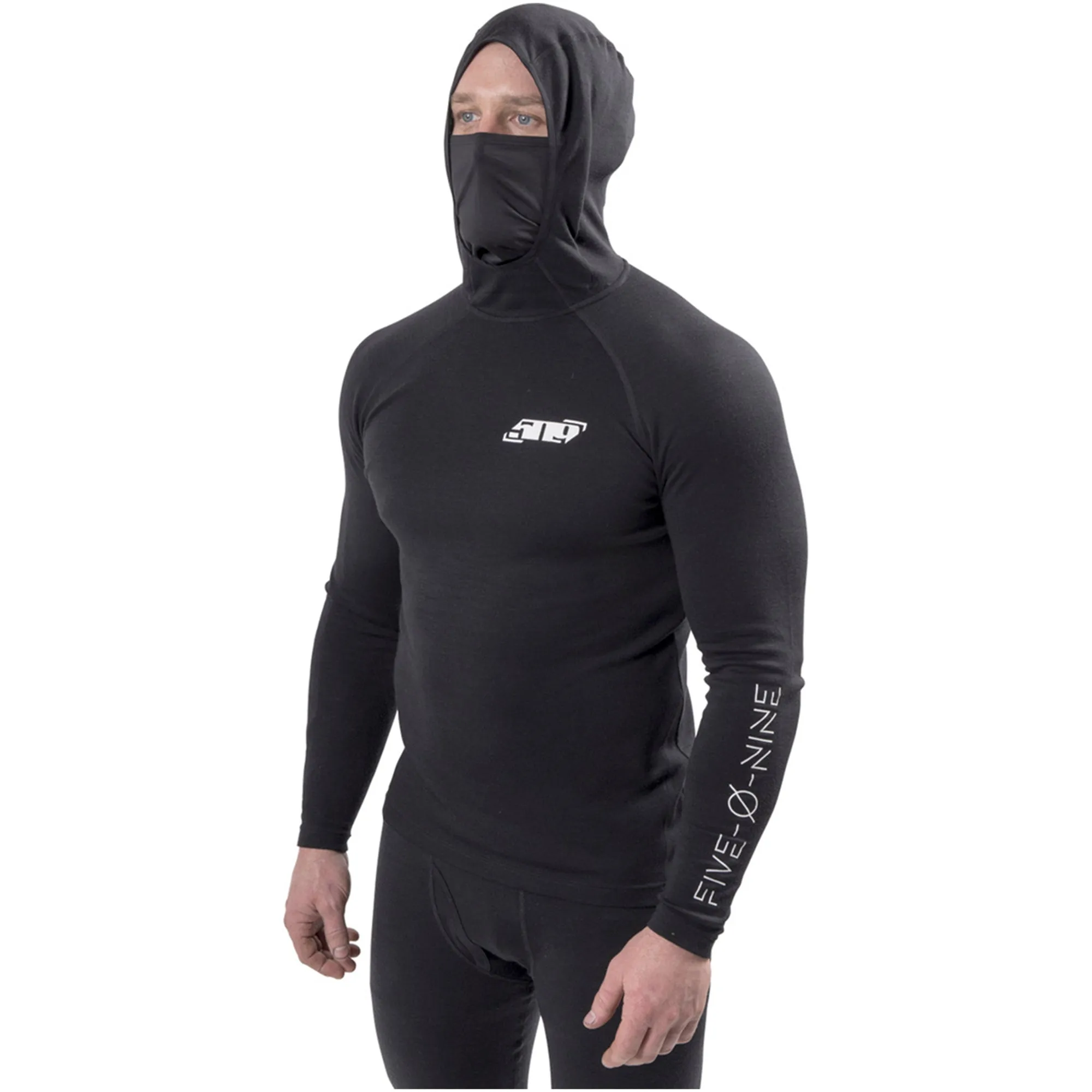 509  Black FZN Merino Hoodie Low-Profile Balaclava Hood Base Layer Level 2 Warmth Hoody