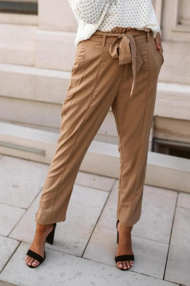 Adriana Paperbag Pants in Camel