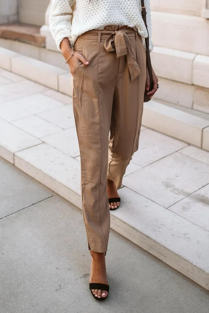 Adriana Paperbag Pants in Camel