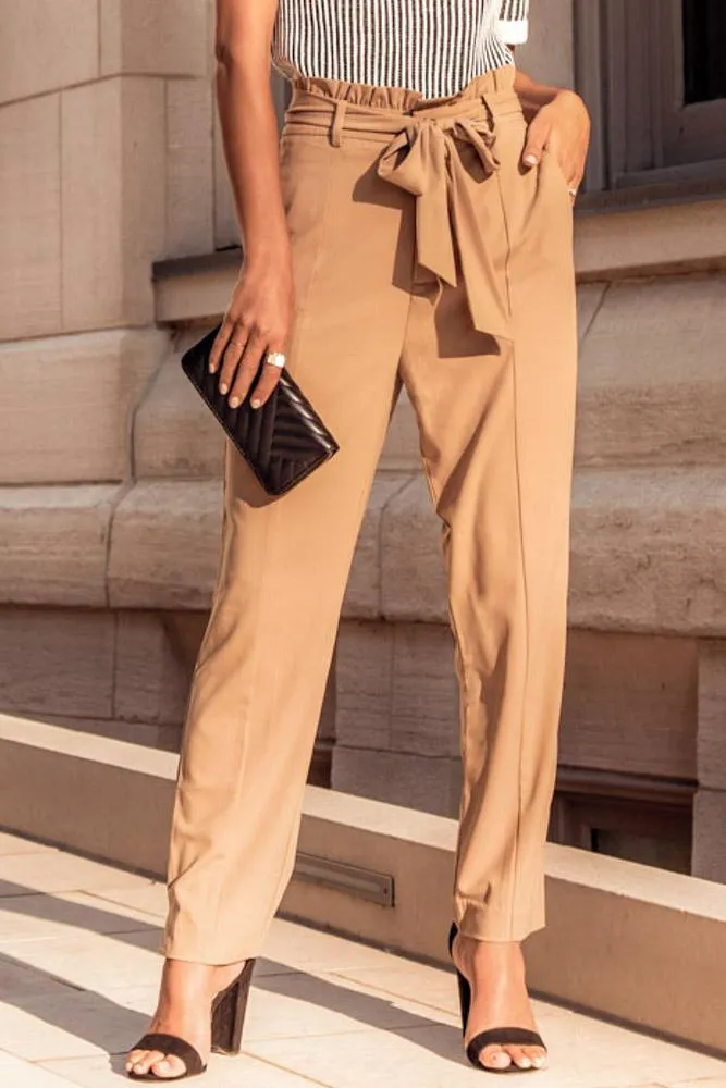 Adriana Paperbag Pants in Camel