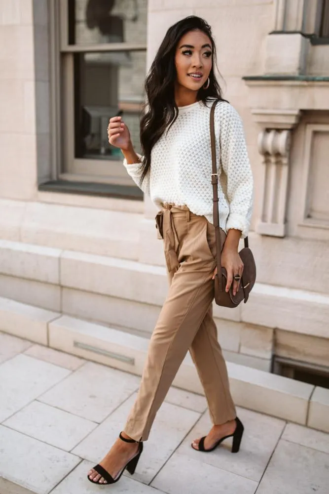 Adriana Paperbag Pants in Camel