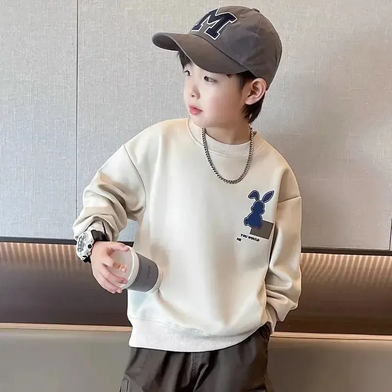 Apricot & Beige Rabbit Patchwork Sweatshirt for Boys