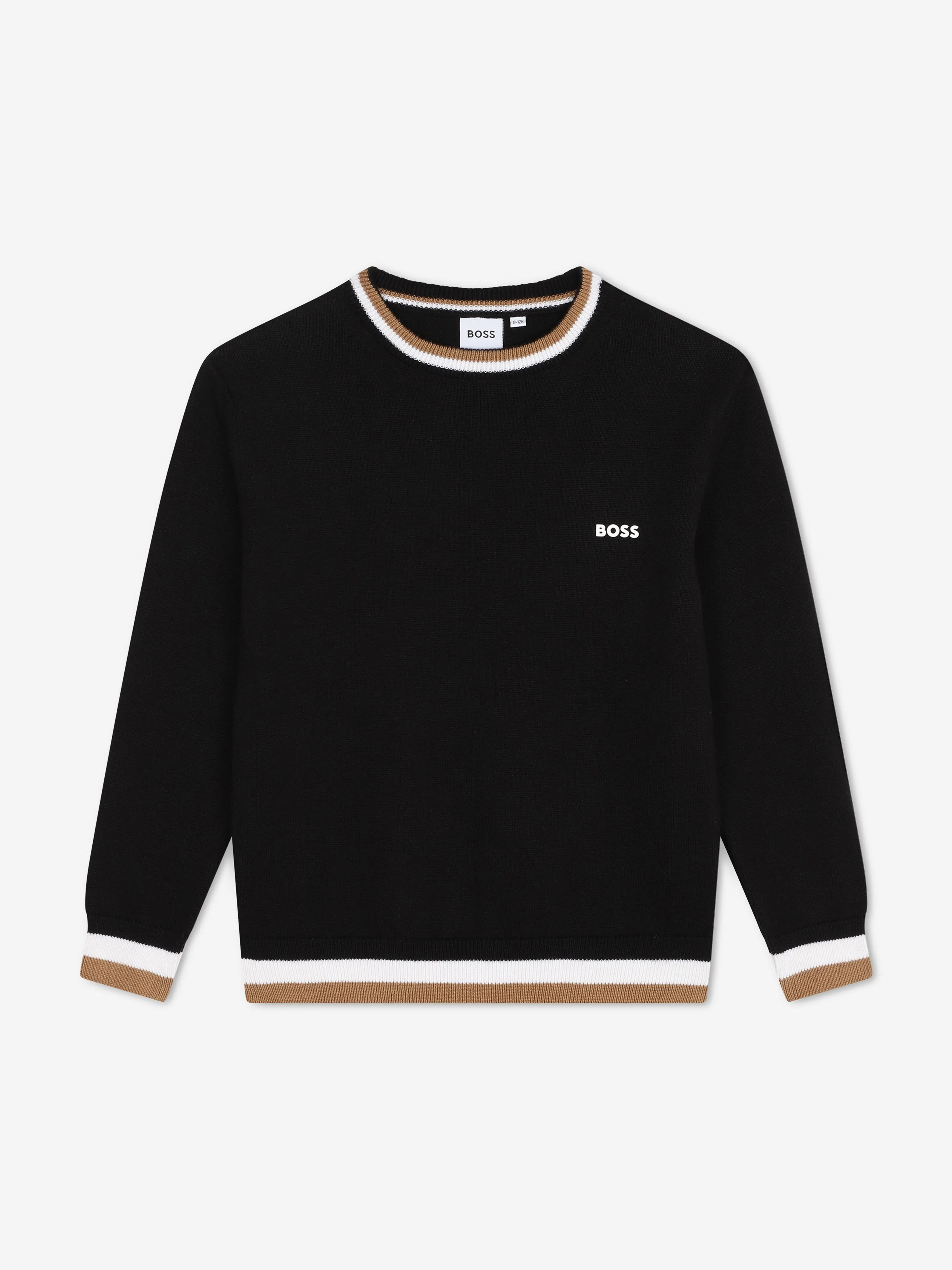 BOSS Boys Knitted Logo Jumper in Black