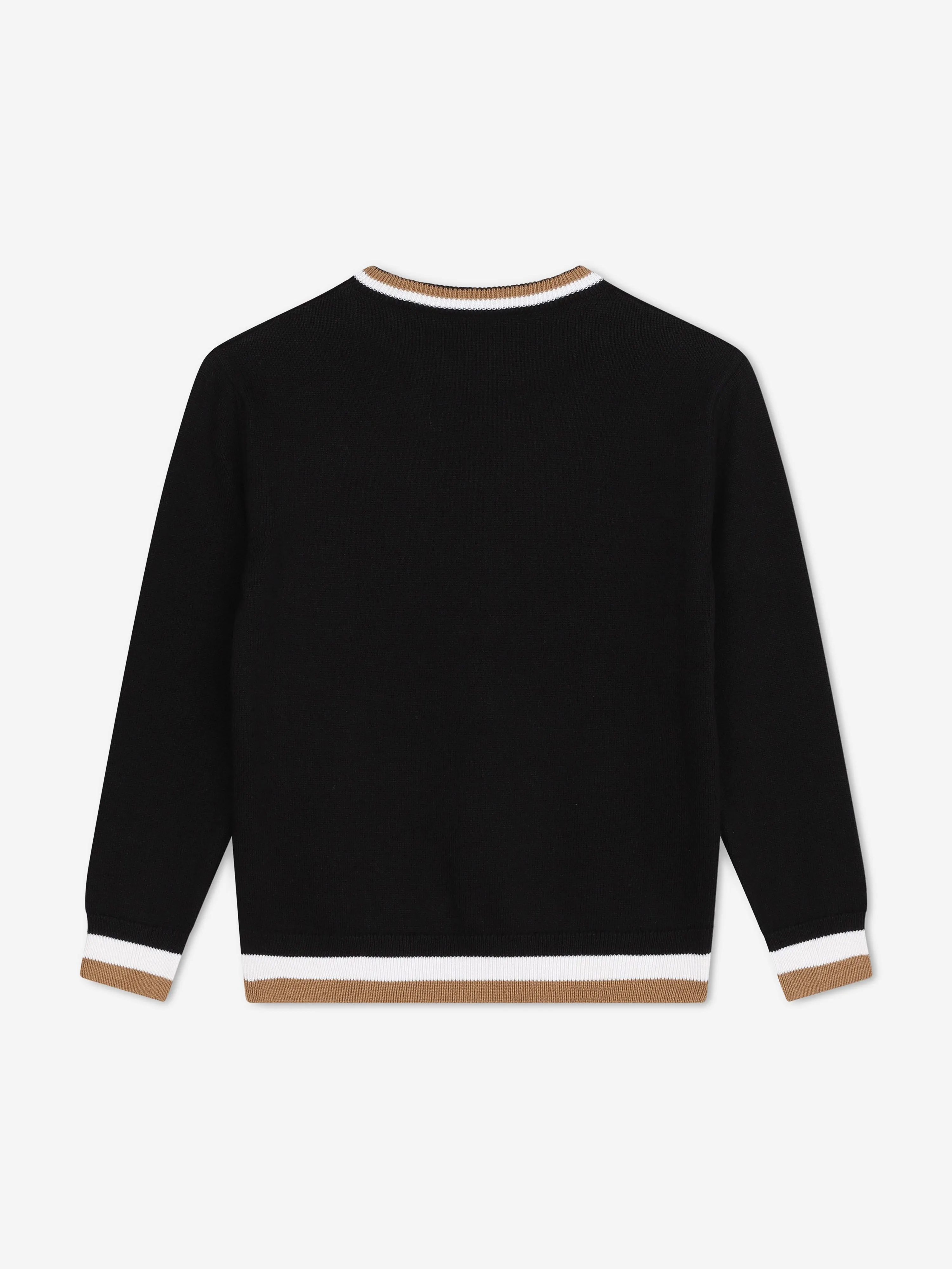 BOSS Boys Knitted Logo Jumper in Black