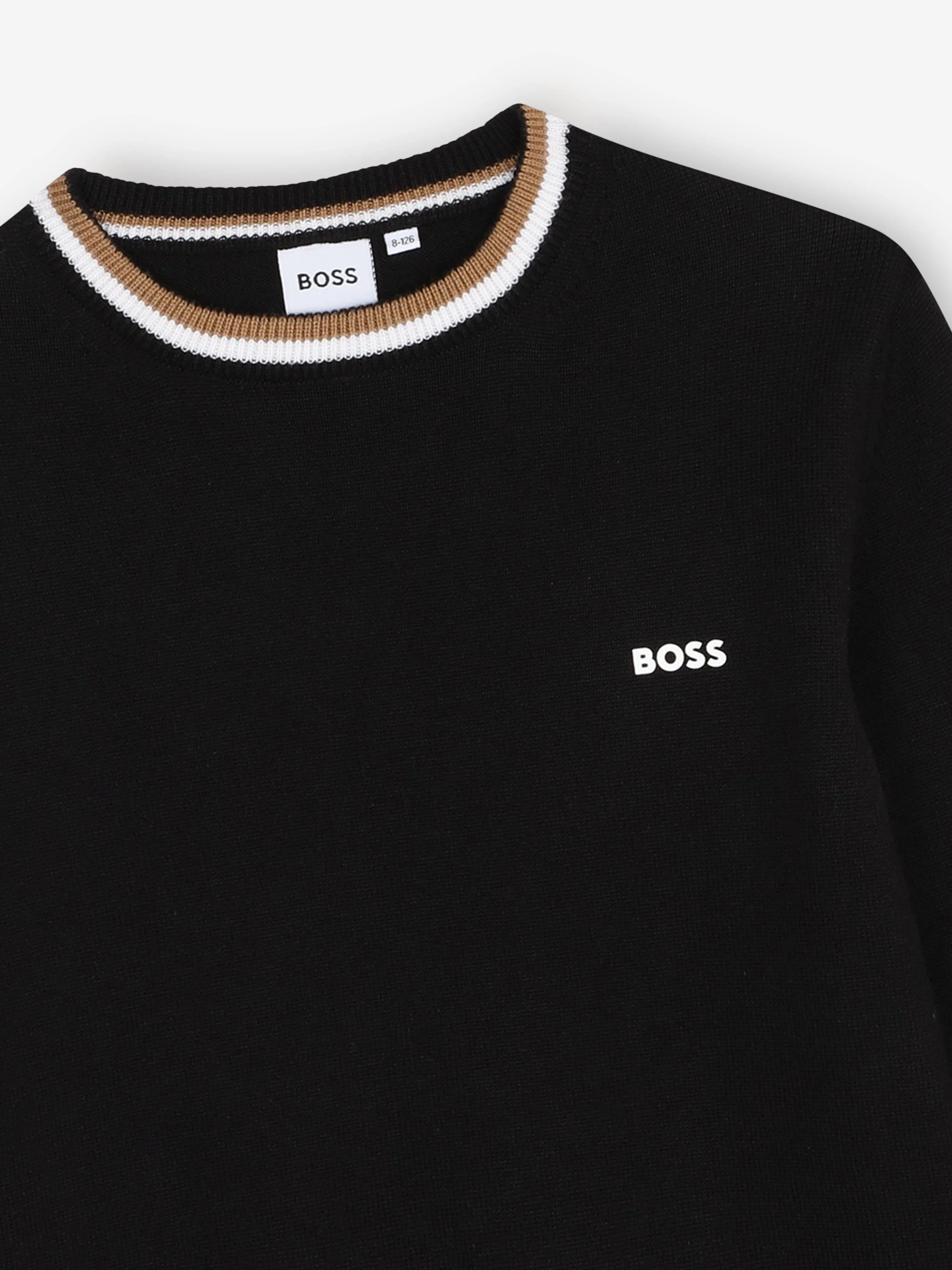 BOSS Boys Knitted Logo Jumper in Black