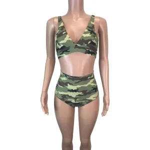 Camouflage High Waist Bikini Outfit