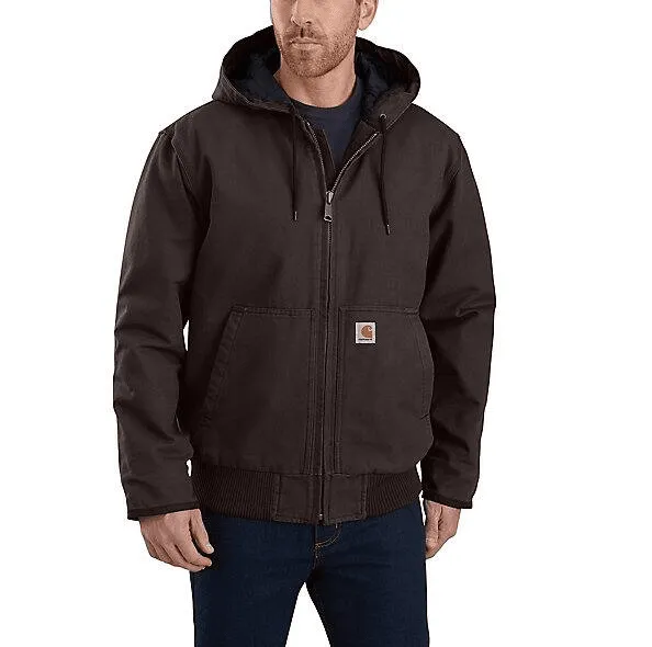 Carhartt Men’s Quilted-Flannel-Lined Sandstone Active Jacket - Dark Brown