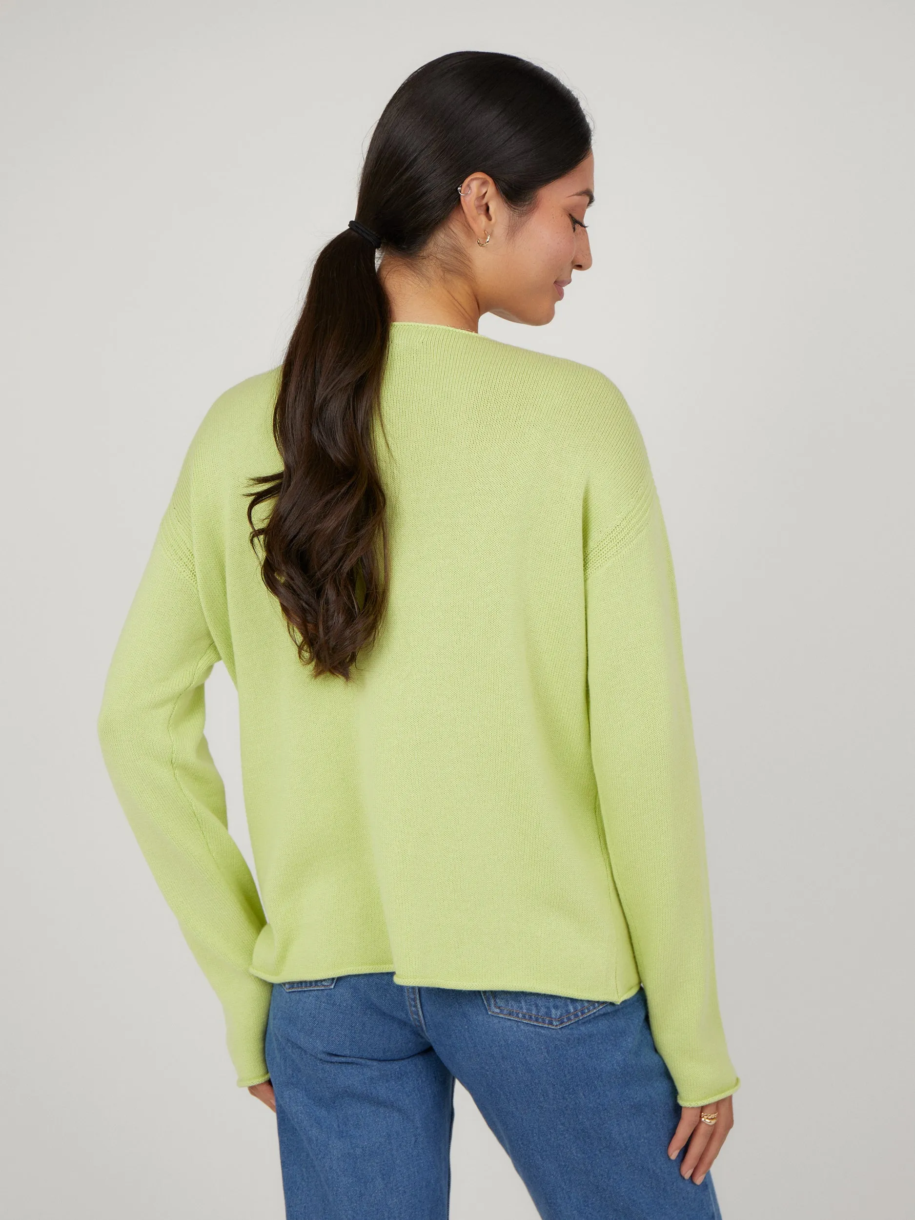 CC Cammie Lime Boat Neck Jumper