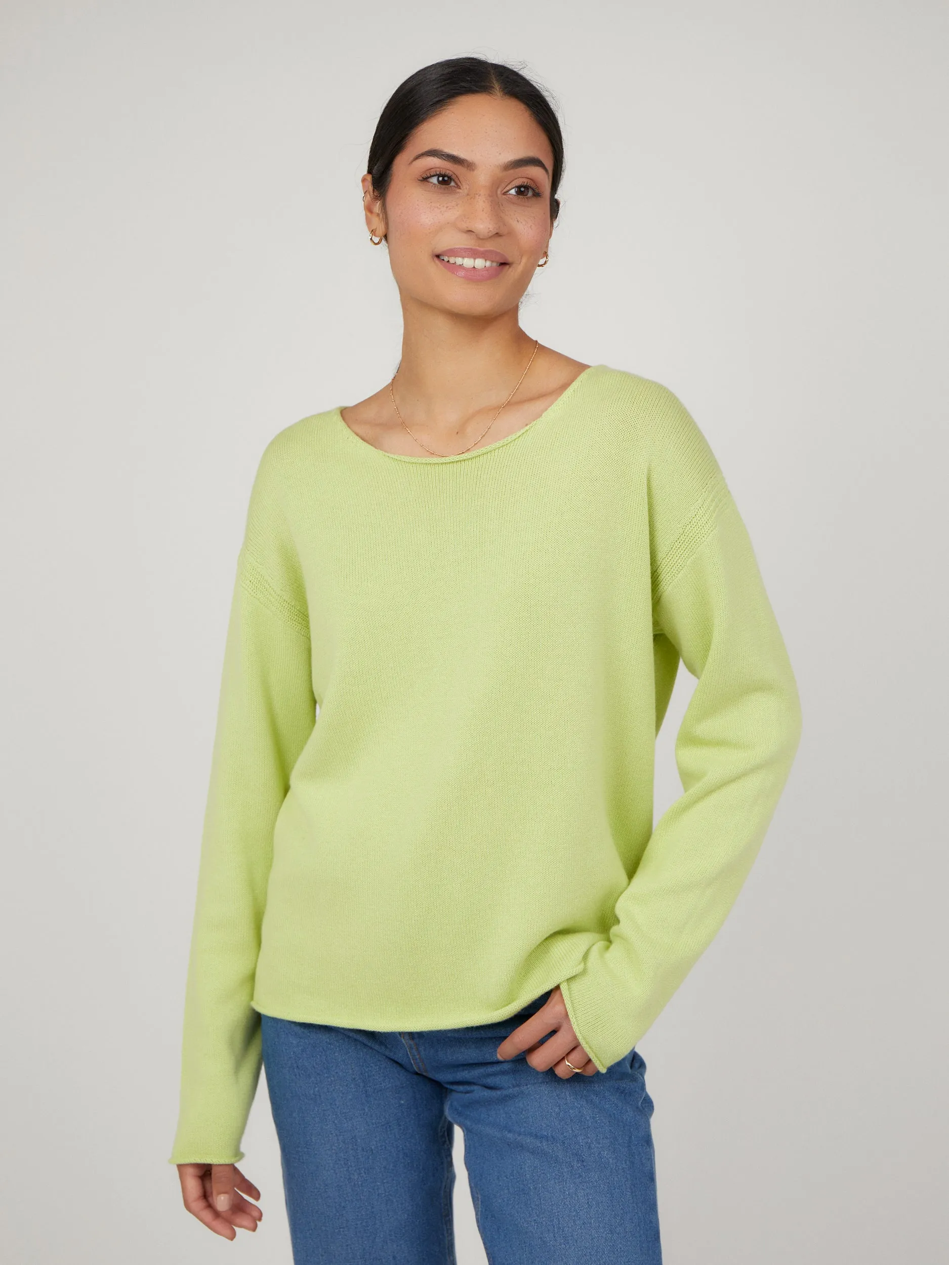 CC Cammie Lime Boat Neck Jumper