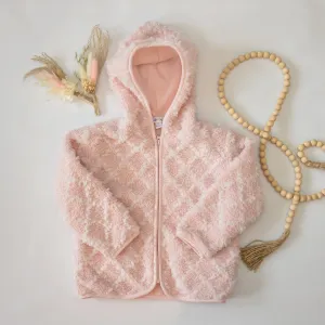 Chenille Zipper Coat - Light Pink