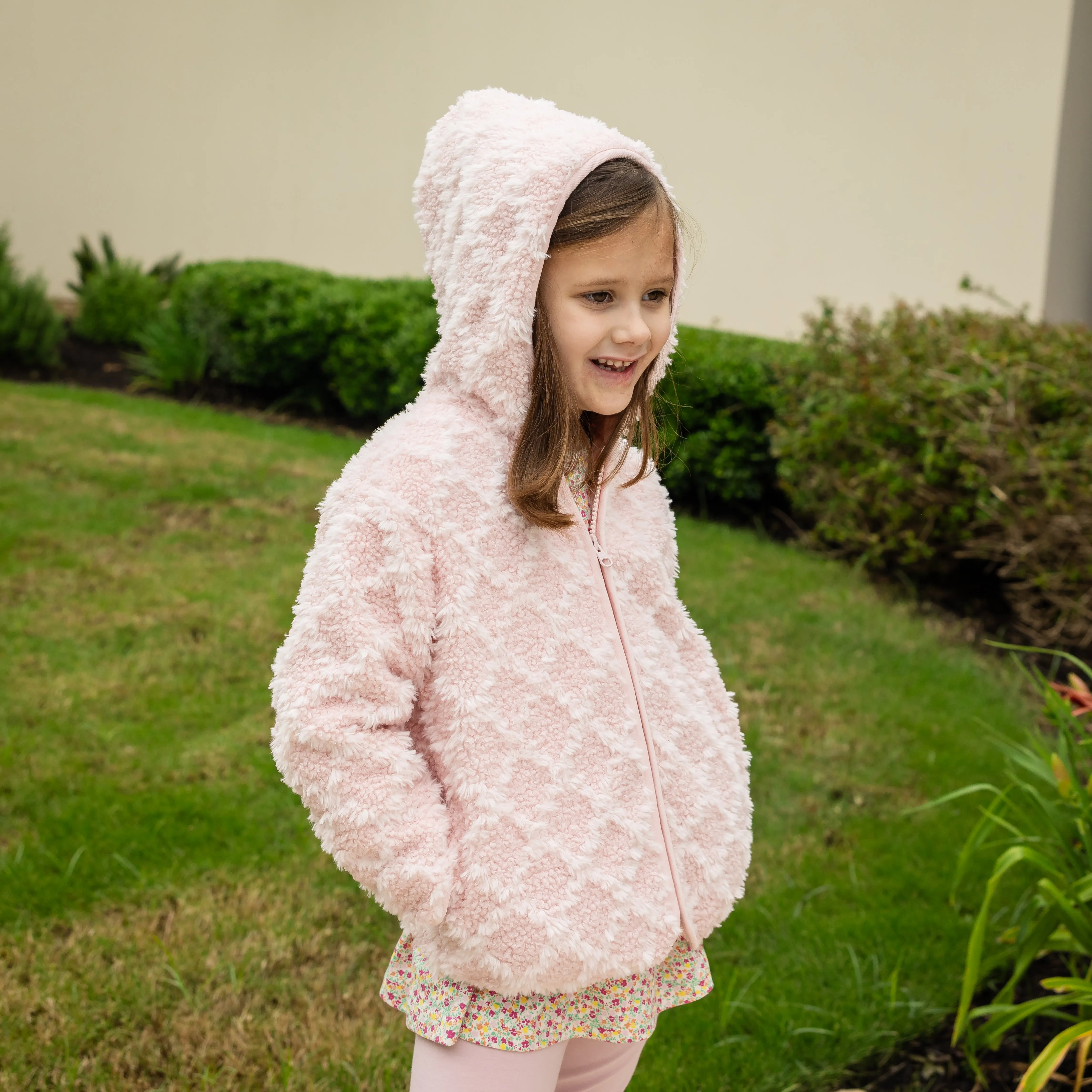 Chenille Zipper Coat - Light Pink