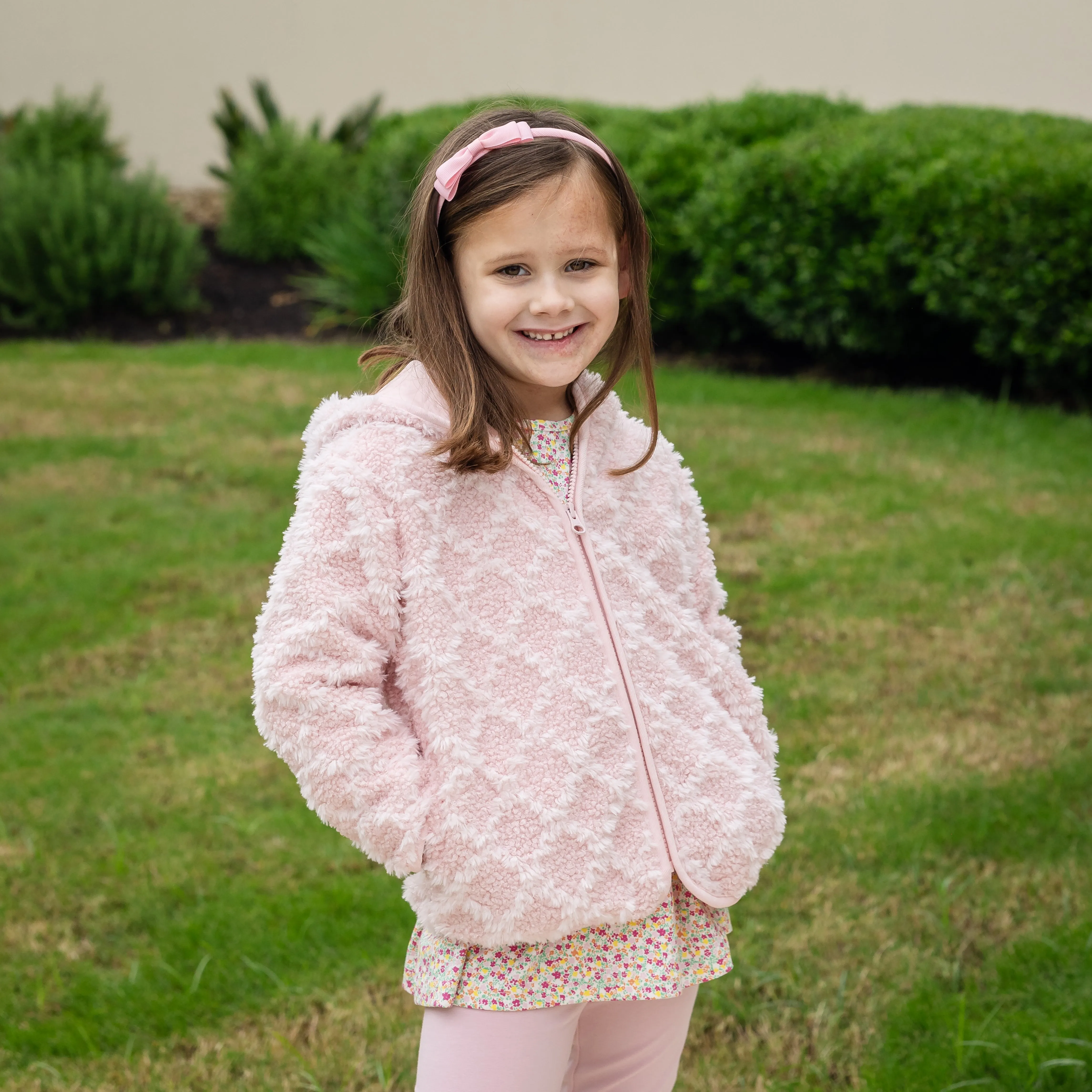 Chenille Zipper Coat - Light Pink