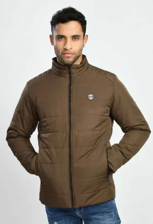 Coffee Quilted Bomber Jacket