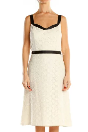 Cream Black Lace Classic Fit & Flare Dress