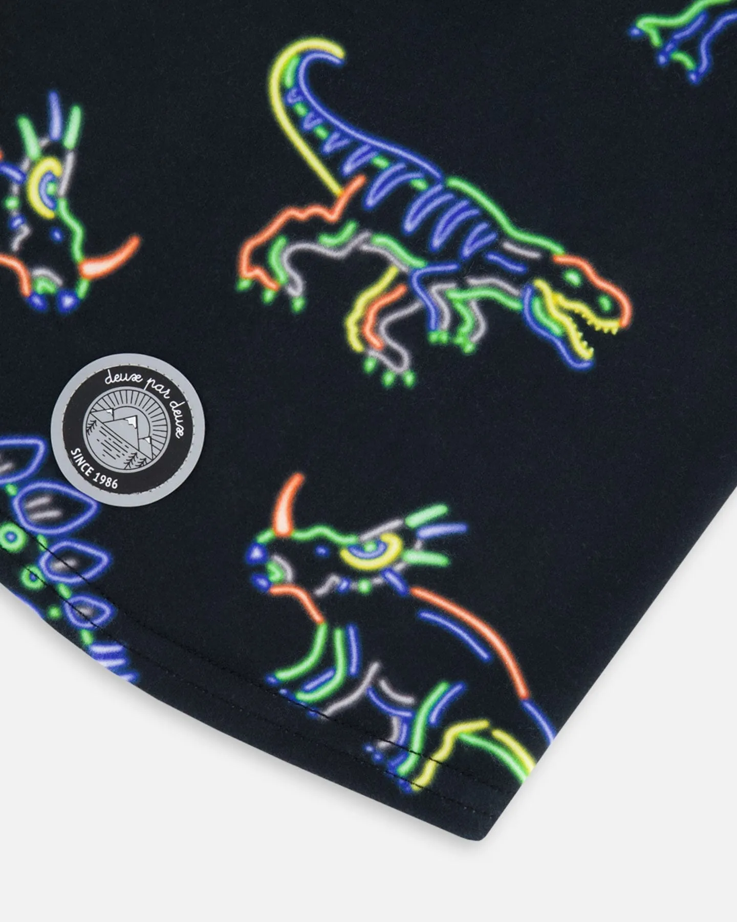 Deux par Deux Boy's Jersey Balaclava Black Printed Neon Dino