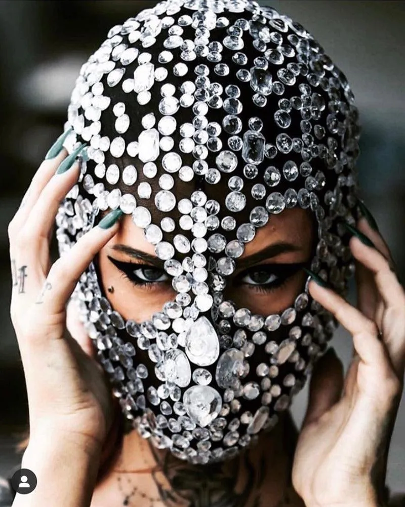 Full Face Cover Diamond Sequins Balaclava Mask