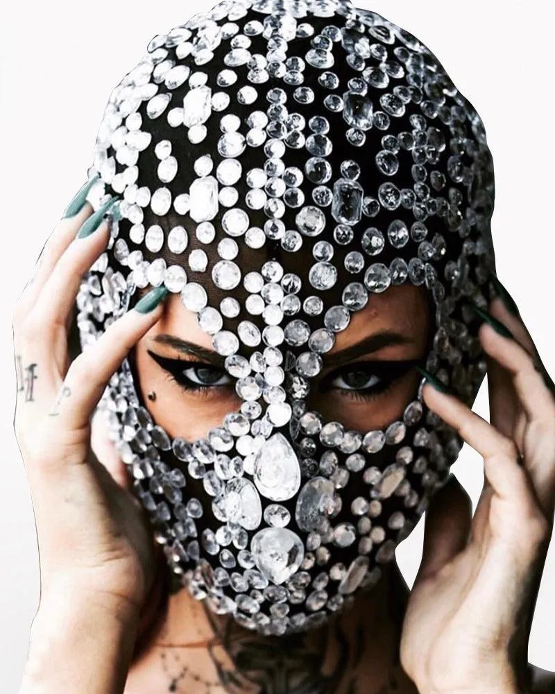 Full Face Cover Diamond Sequins Balaclava Mask