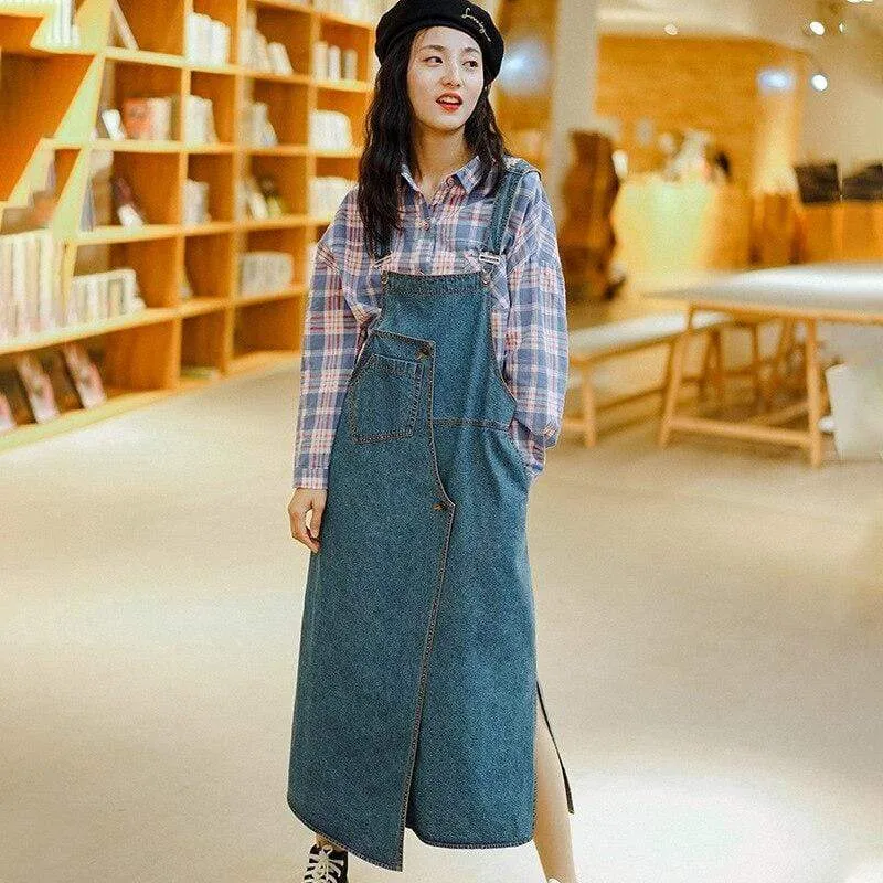 Grunge Aesthetics Loose Denim Dress