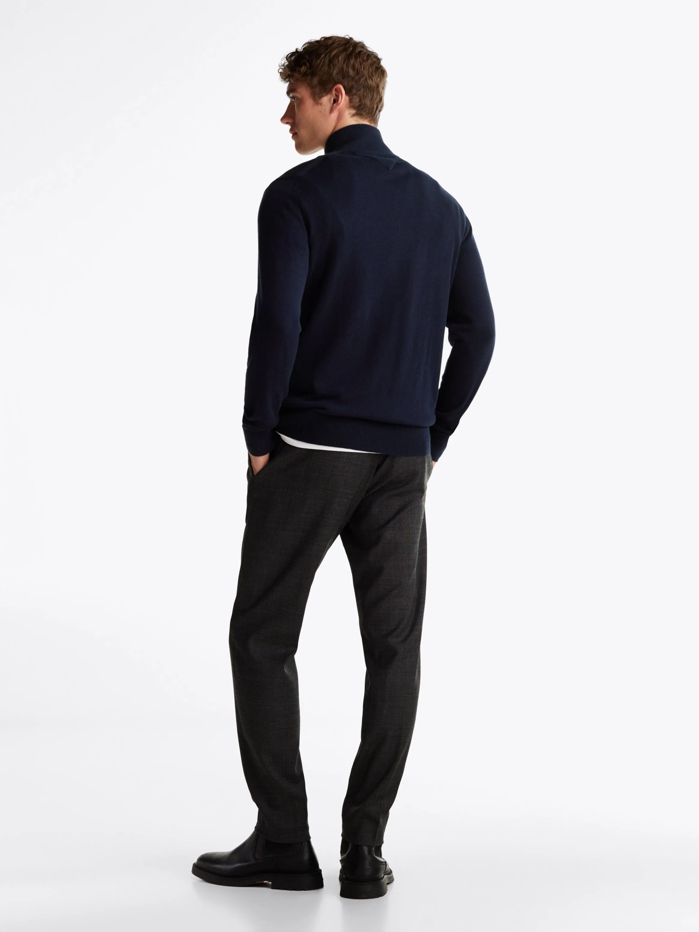 Half-Zip Mock Jumper with Cashmere