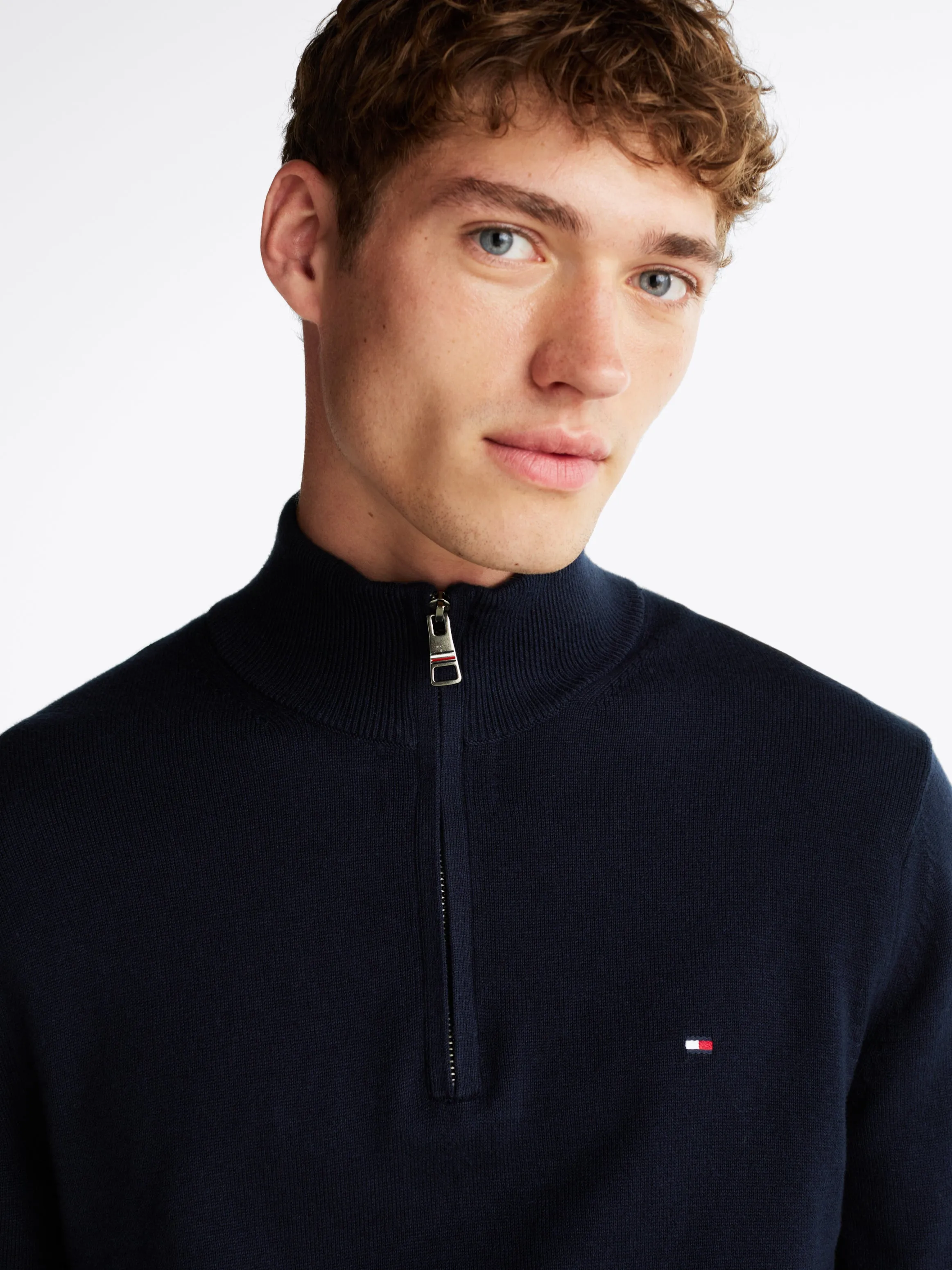 Half-Zip Mock Jumper with Cashmere