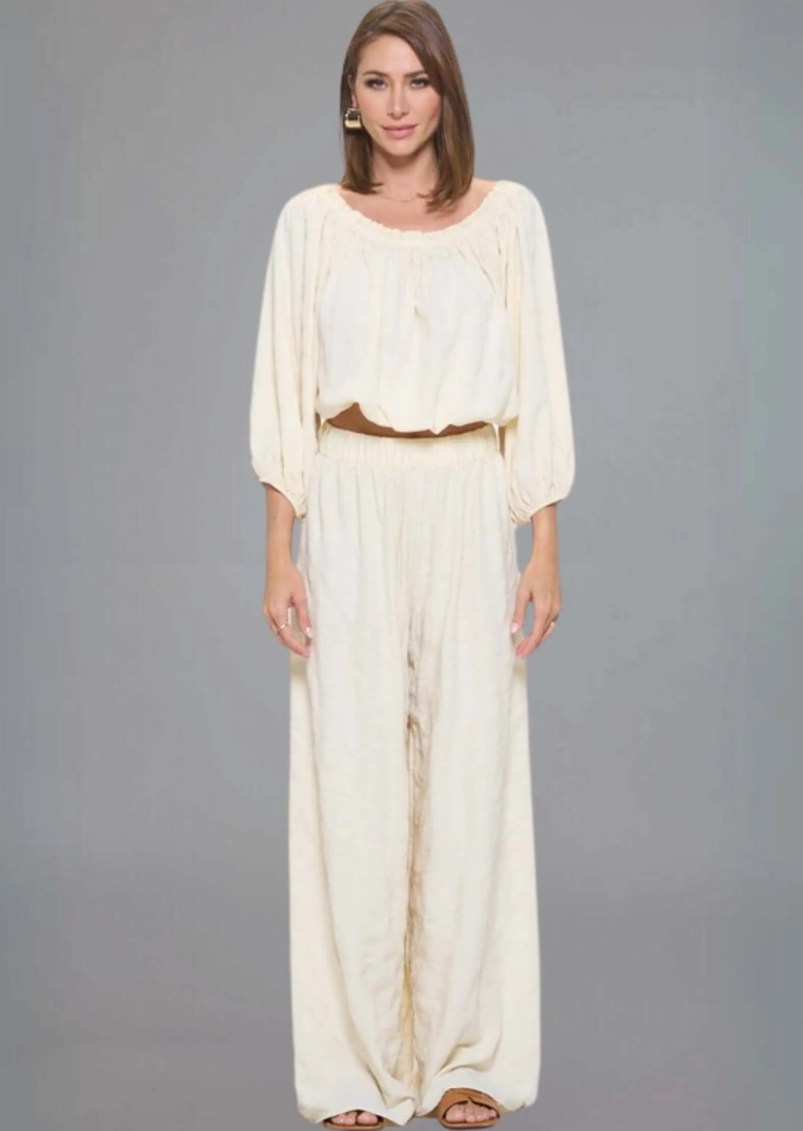 Hamptons Textured Palazzo Pants Made in USA