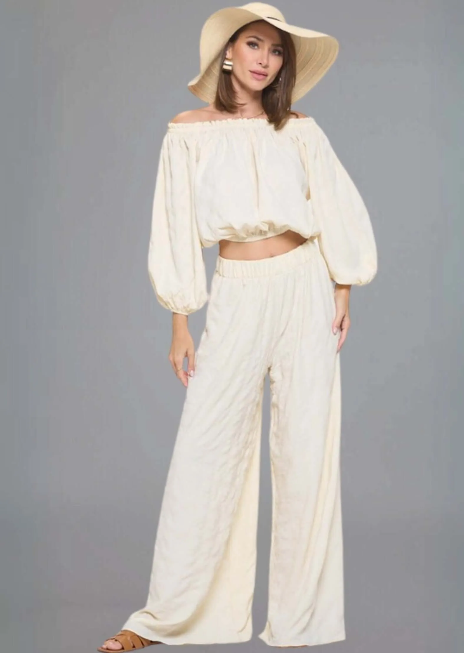 Hamptons Textured Palazzo Pants Made in USA