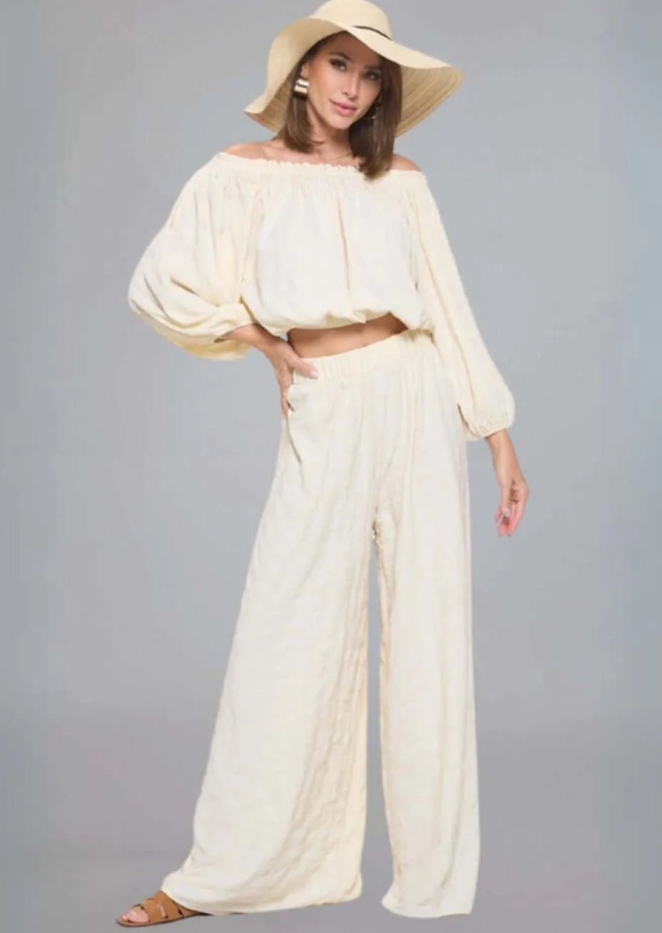 Hamptons Textured Palazzo Pants Made in USA