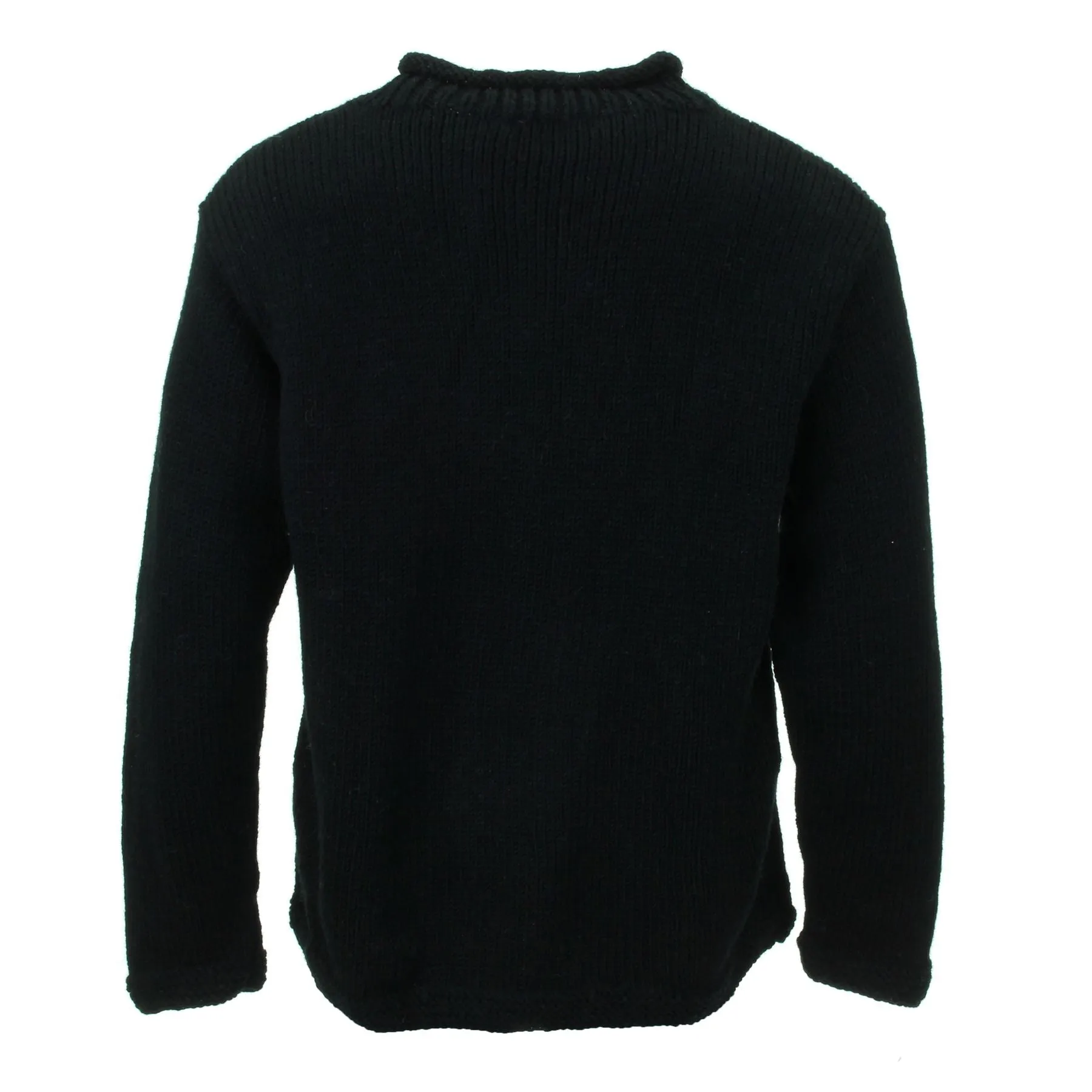 Hand Knitted Wool Jumper - Plain Black