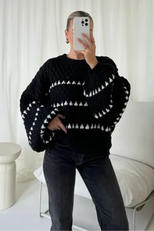 Harmony black bubble knit jumper