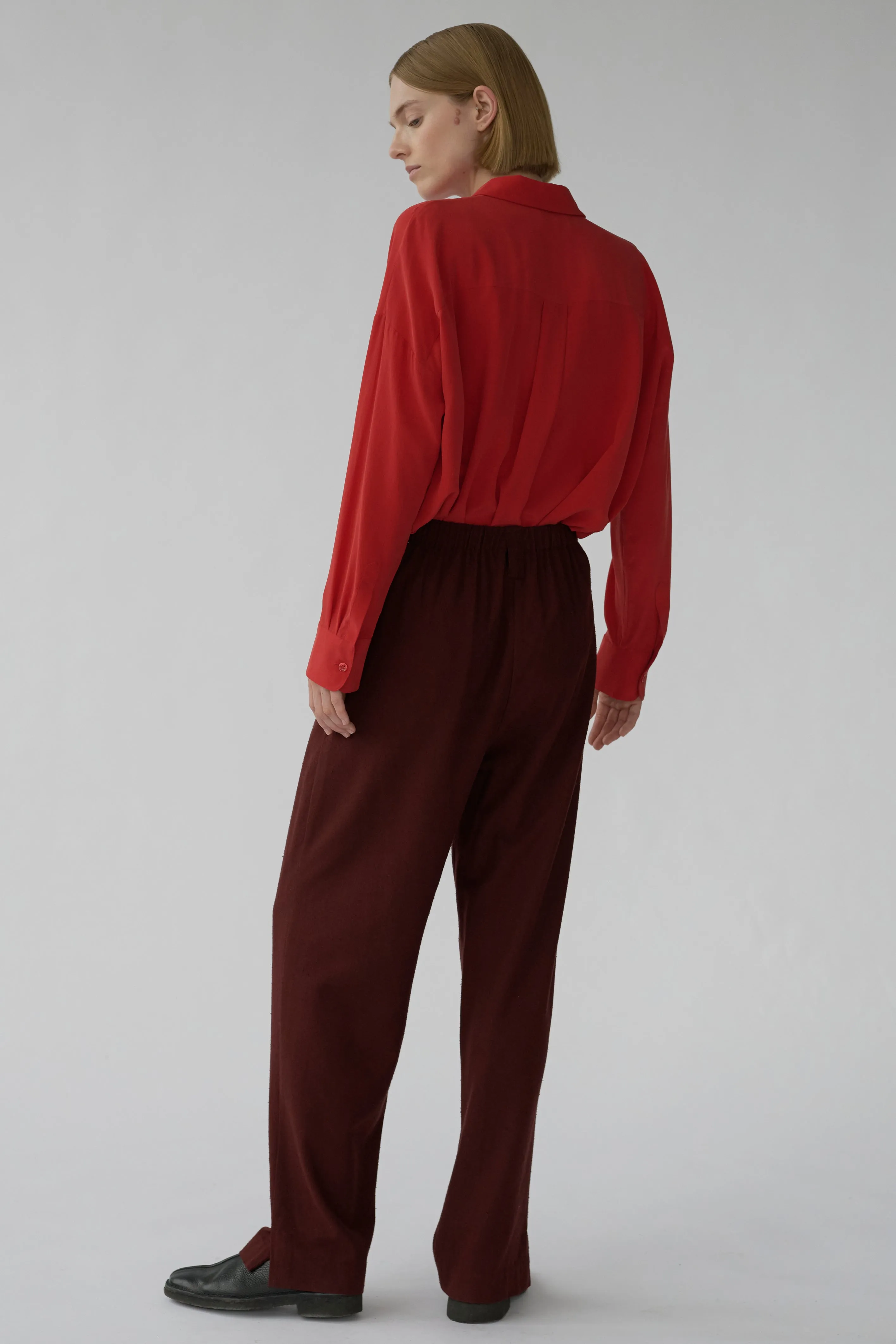 HARRY PANTS - BURGUNDY - RAW SILK