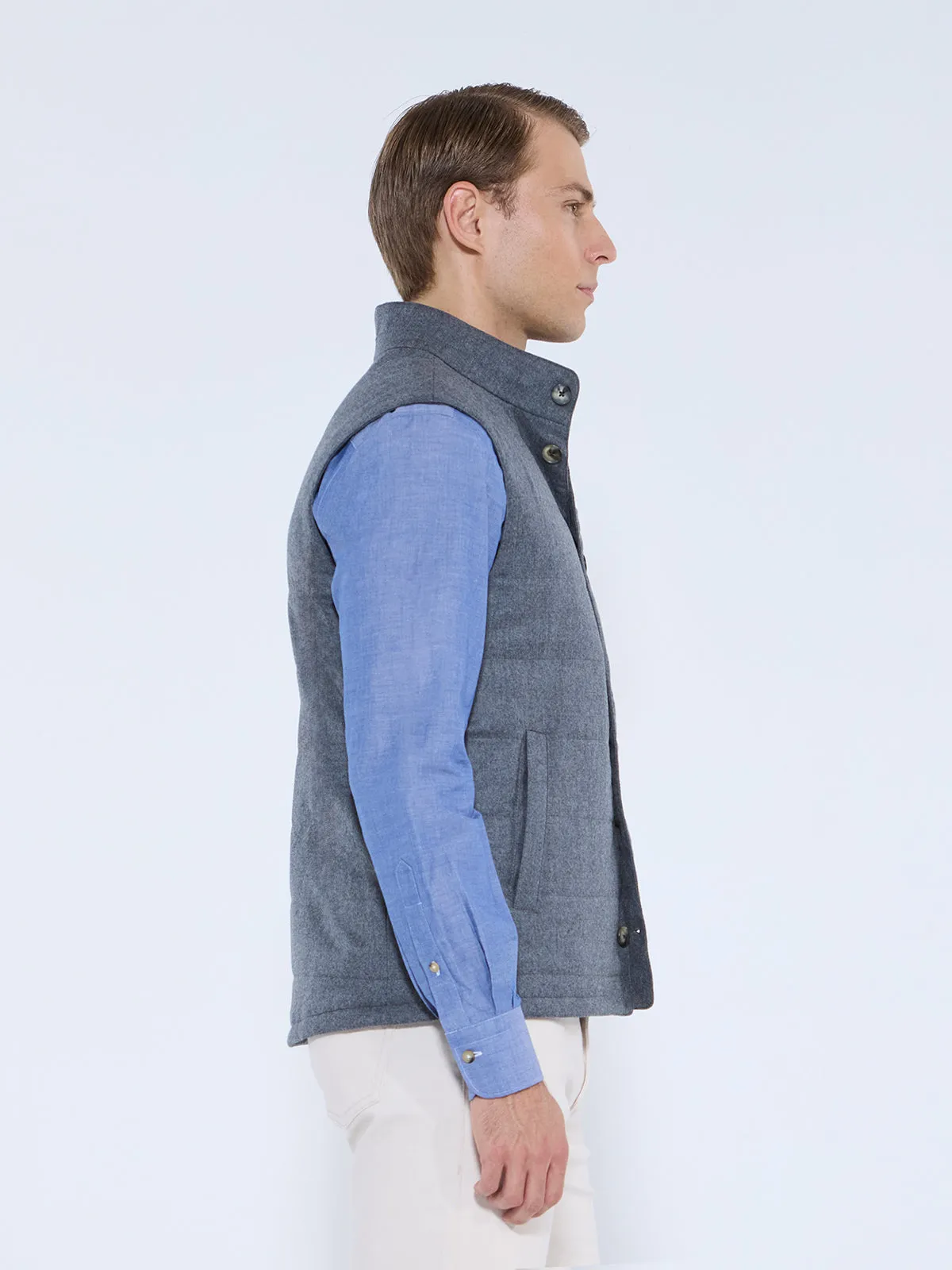 Heather Grey Quilted Flannel Vest