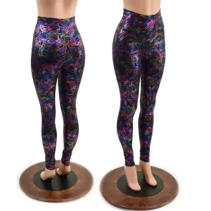 High Waist Leggings in Cyberspace OVERSTOCK Ready To Ship