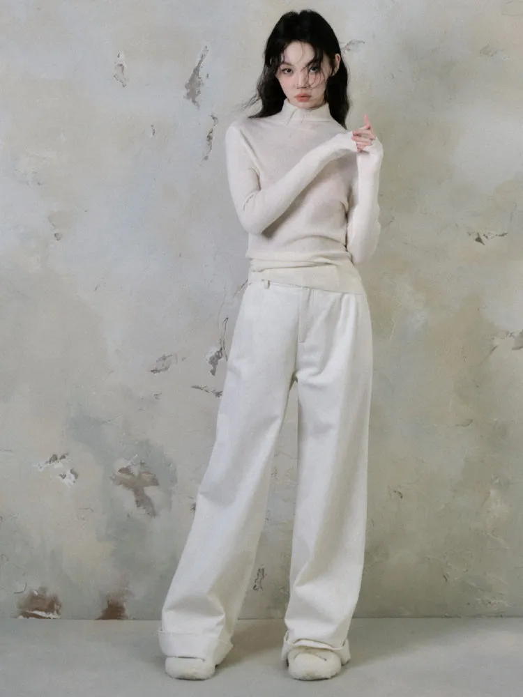 High waist straight wide leg pants【s0000005552】