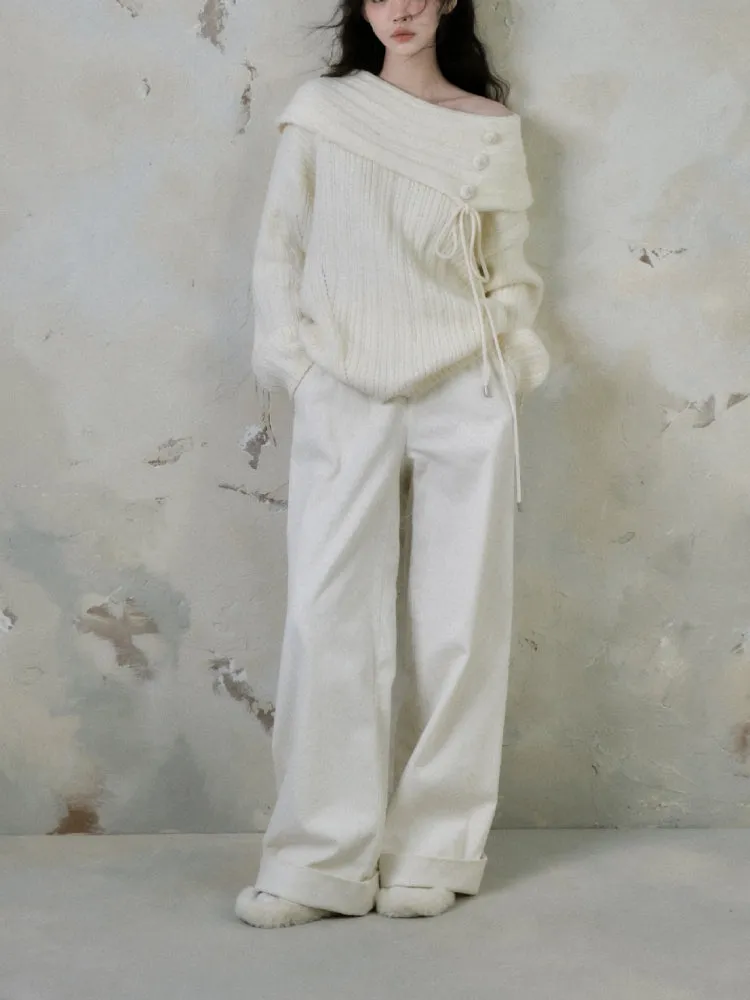 High waist straight wide leg pants【s0000005552】