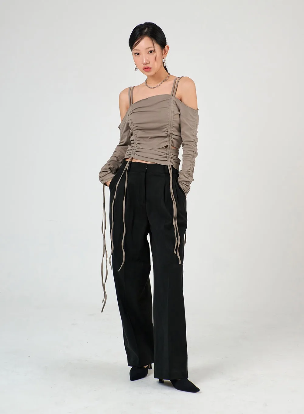 High-Waist Tailored Pants IJ403