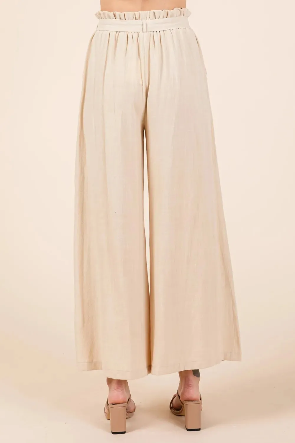 High Waist Tie Front Wide Leg Pants