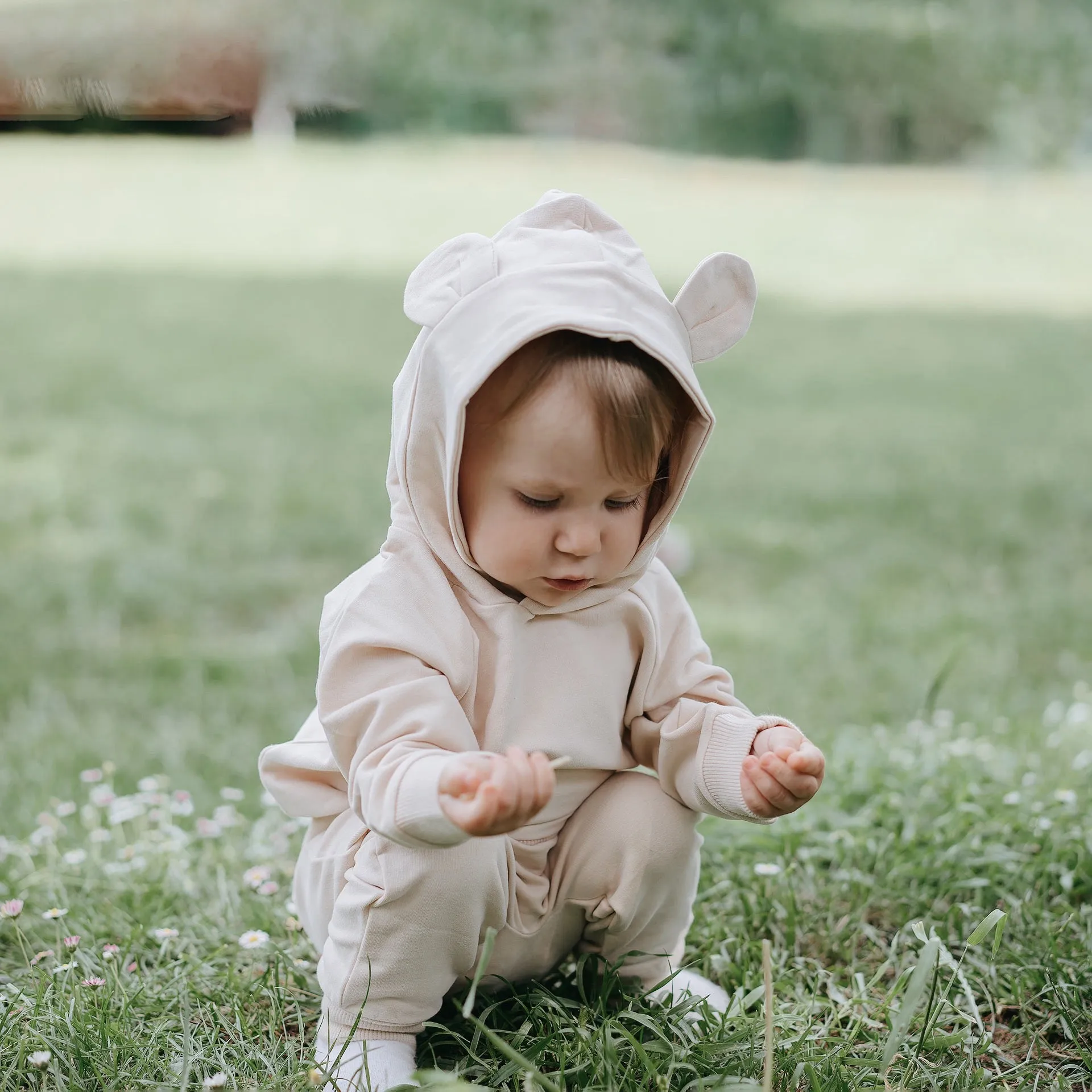 JBØRN Organic Cotton Baby Teddy Ears Hoodie & Joggers Set | Personalisable