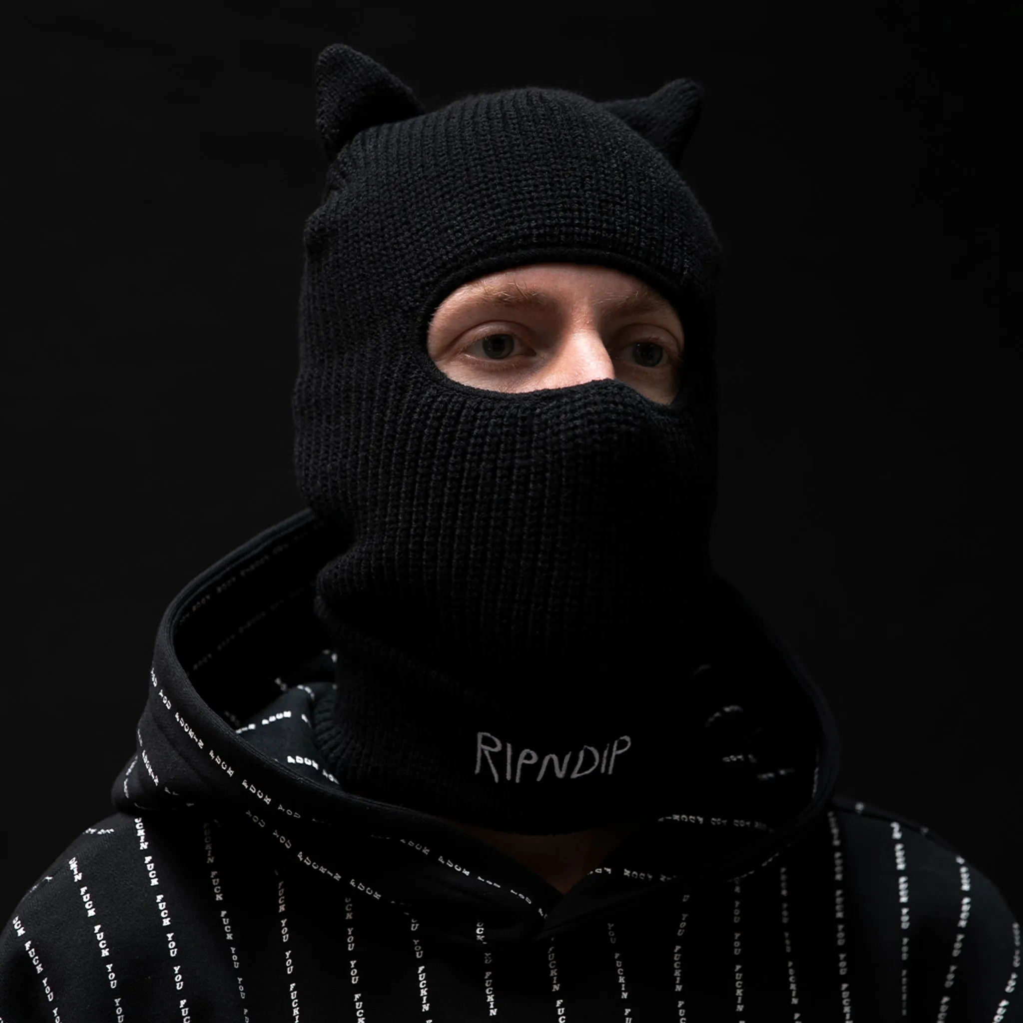 Jermal Ears Ribbed Balaclava (Black)