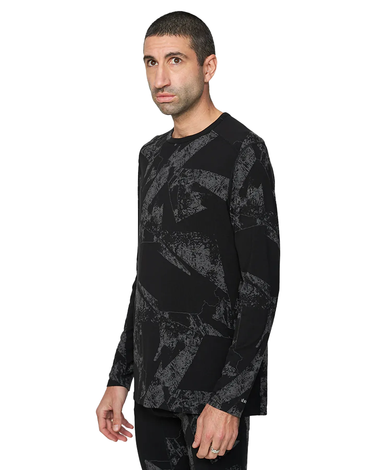 Le Bent Men's Fractal Lightweight Crew - Black