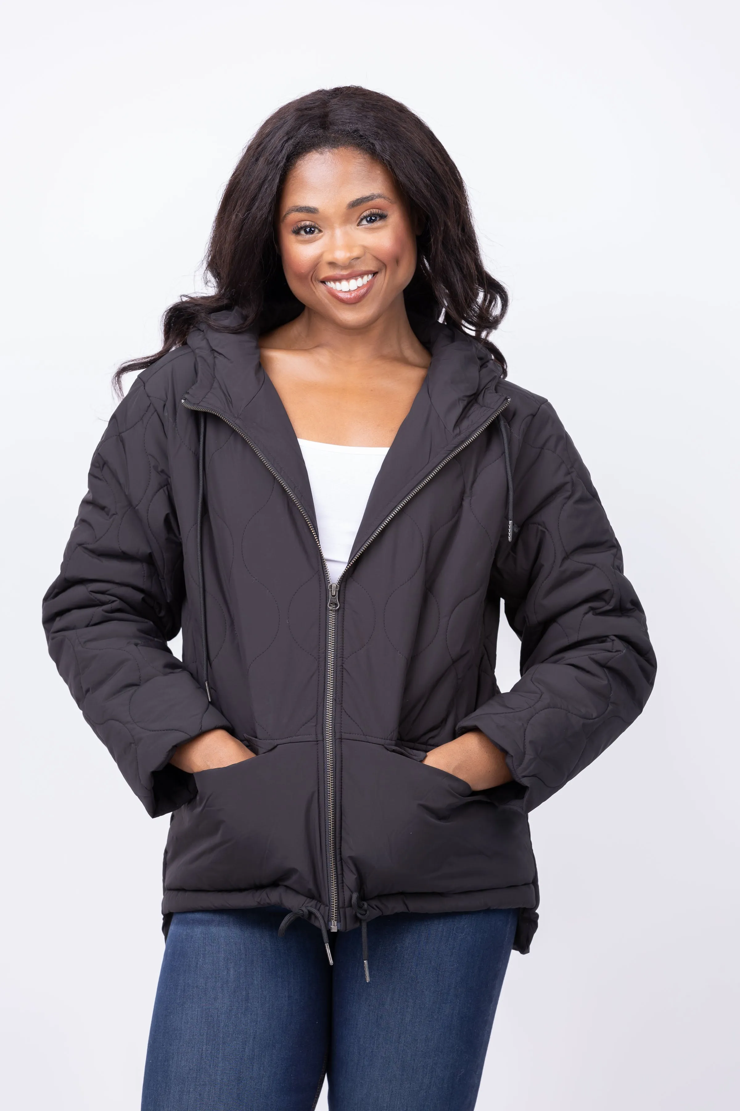 Lilla P Nylon Quilted Jacket in Jet Black