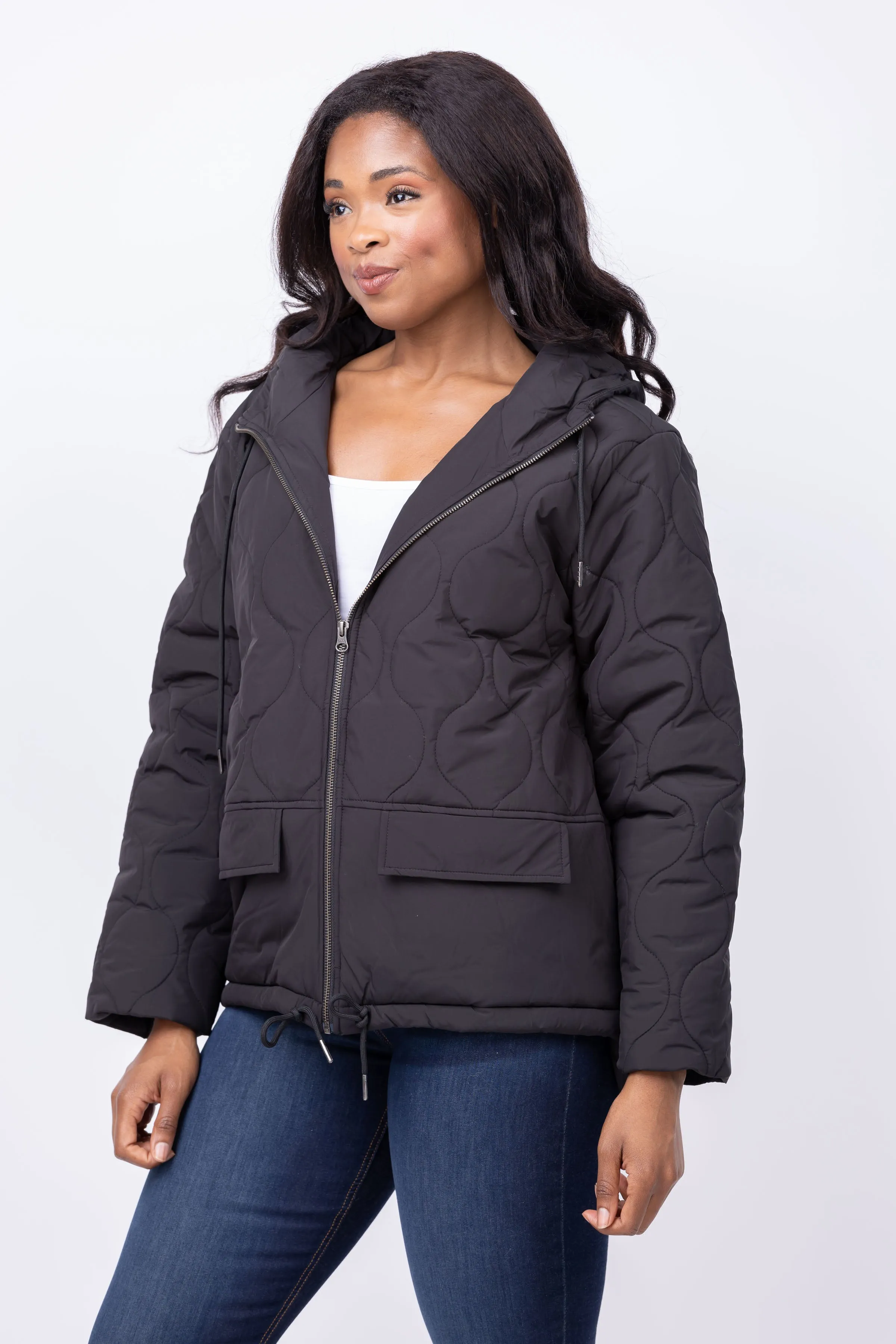 Lilla P Nylon Quilted Jacket in Jet Black