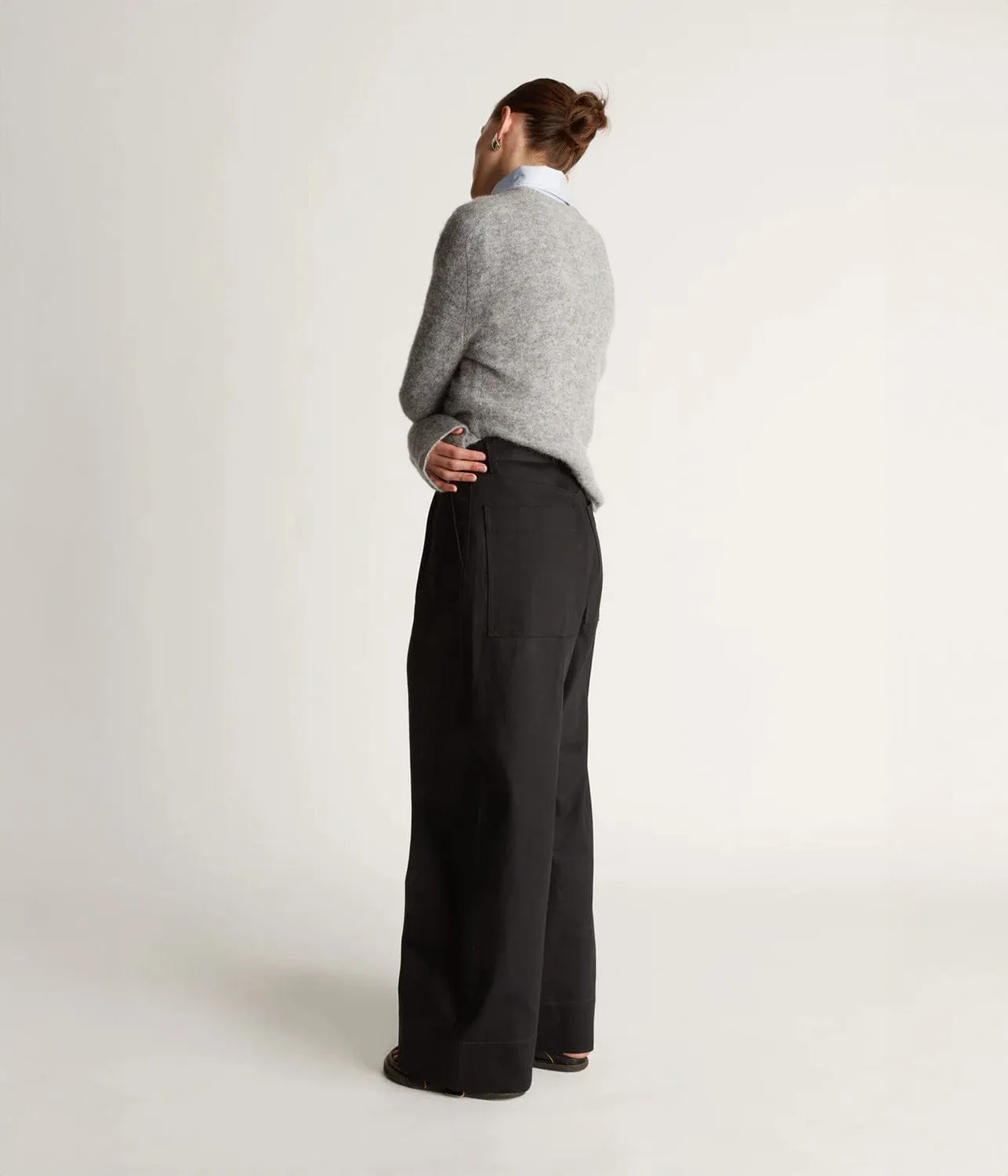 LM DENIM PLEAT PANT- BLACK