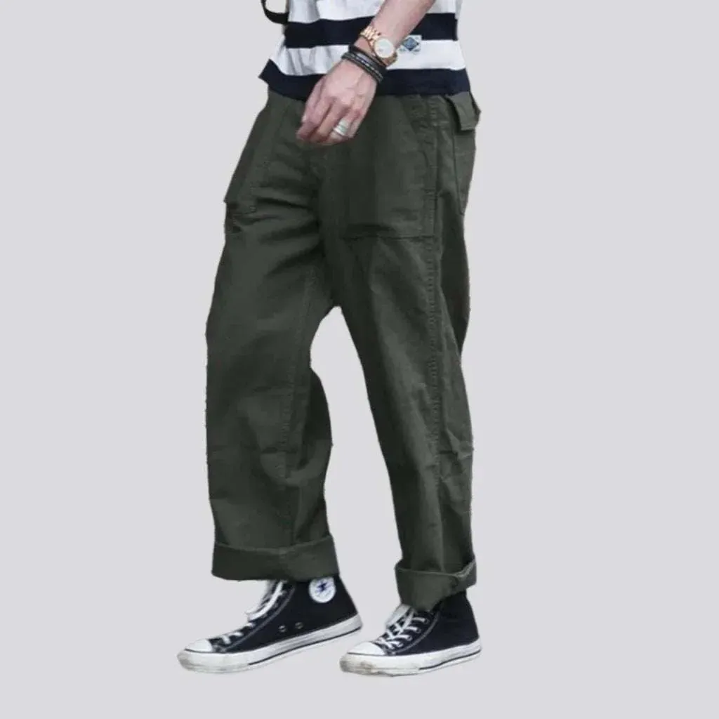 Loose high-waist men's denim pants