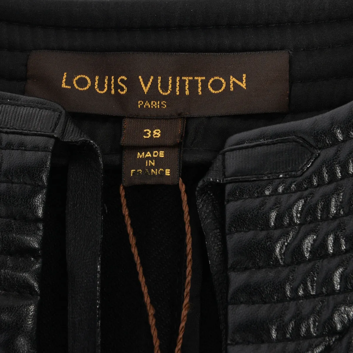 Louis Vuitton Black Wool Quilted Lambskin Trim Jacket FR 38