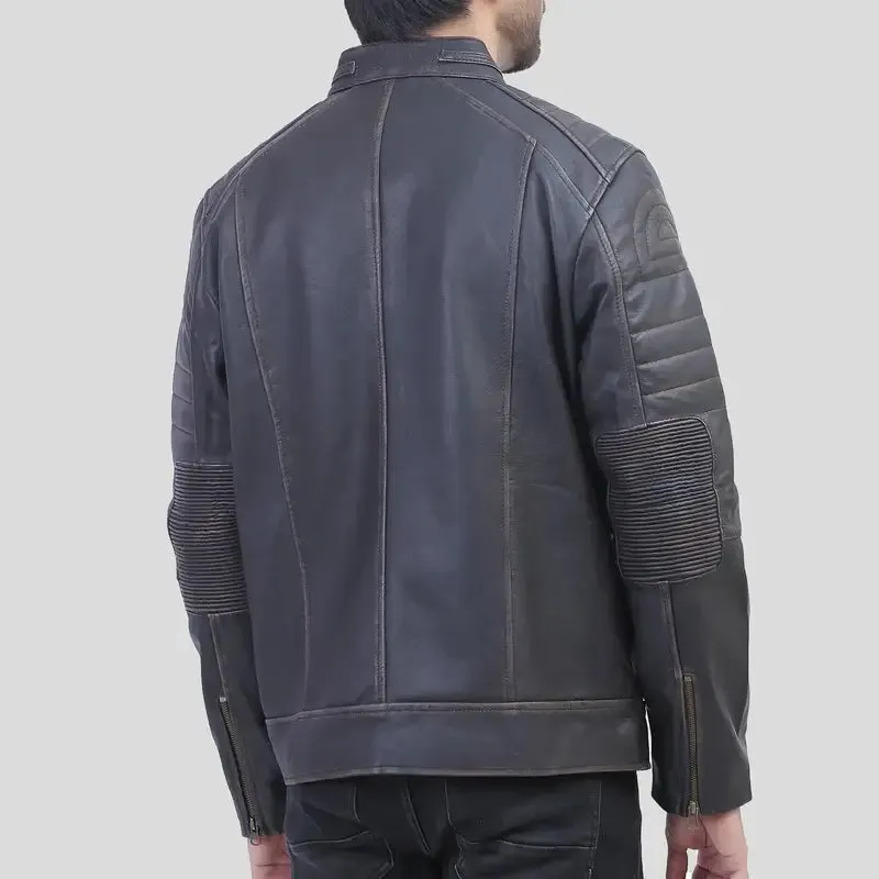 Men's Brown Rub Off Cafe Racer Leather Jacket