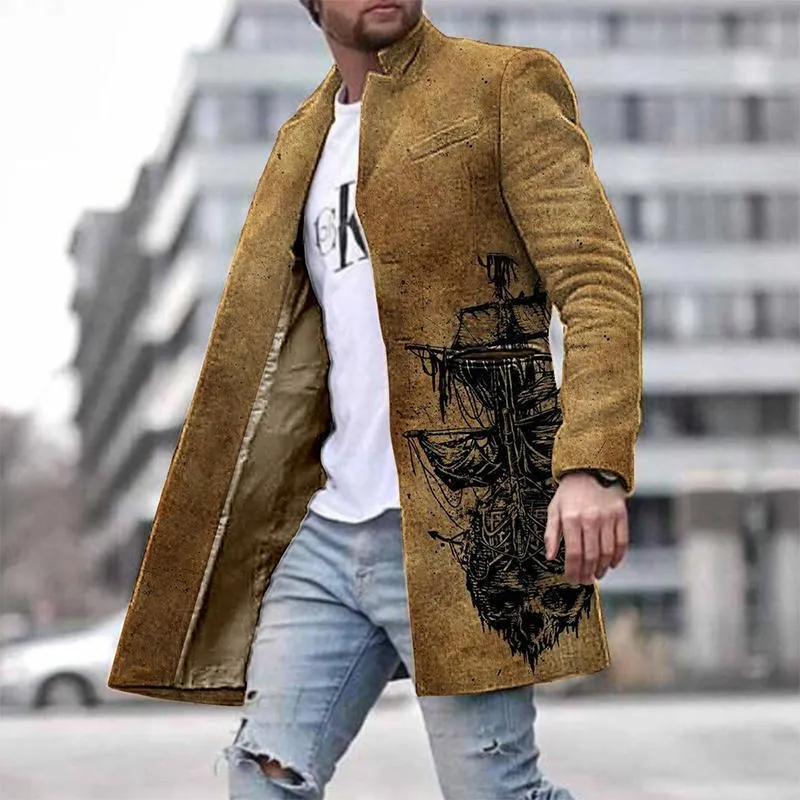 Men's Woolen Mid-length Casual Coat 29852177YM