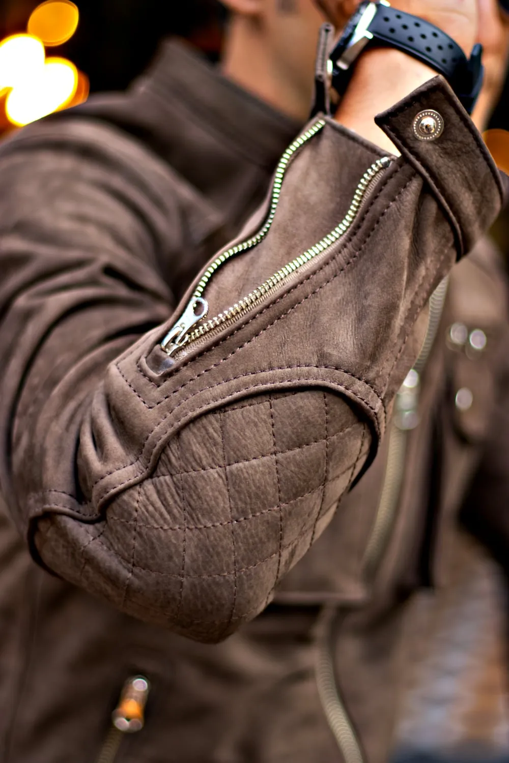 MI6 Leather Jacket - Double Cargo Pockets in Taupe