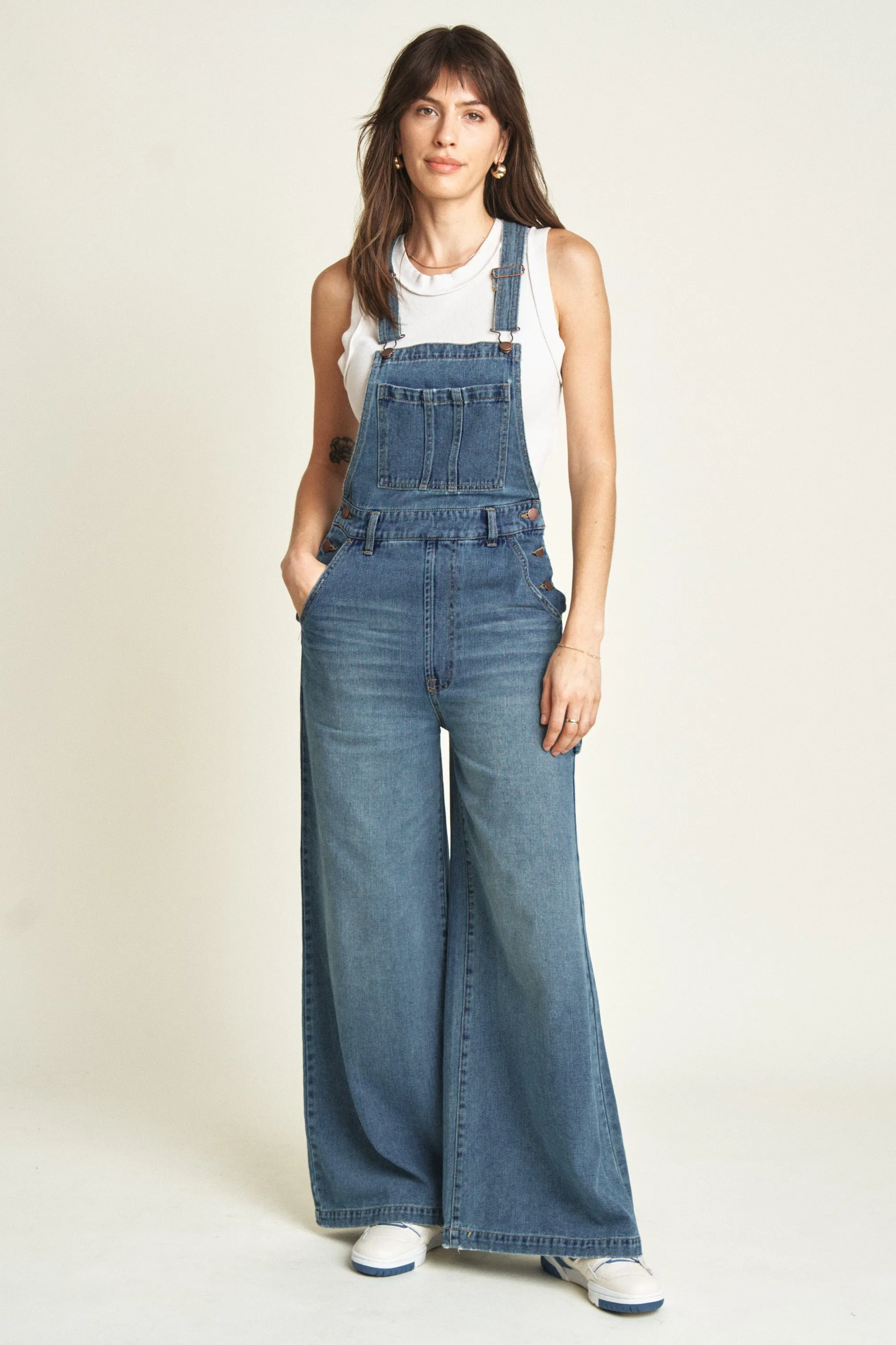 Norman Wide leg Overall Vintage Denim Indigo